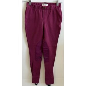 Tuffrider Girls Size 10 Riding Equestrian Breeches Plum Loop Ankle Fast Ship